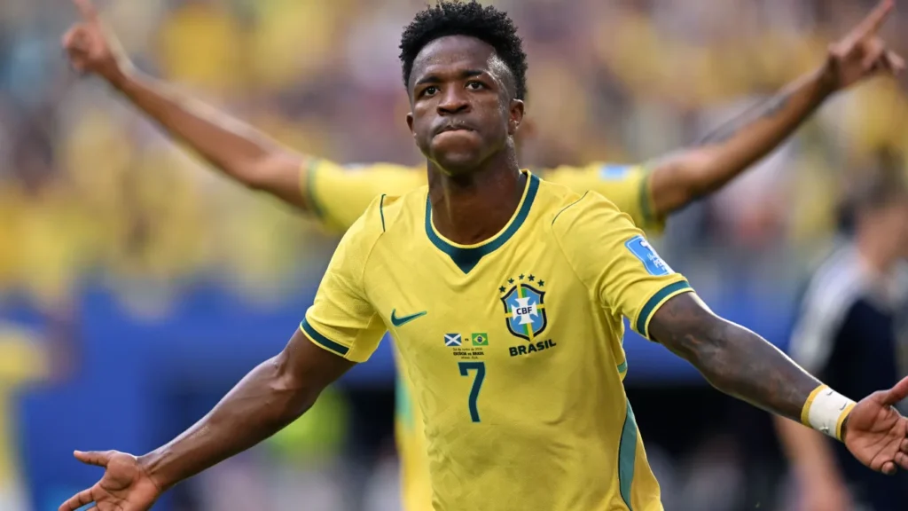 Com show de Vini Jr , Brasil goleia a Escócia por 3×0